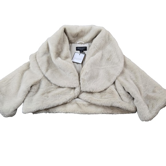 Sweaters - NWT Laundry Shelli Segal Women's Shrug Faux Fur Lined Bolero Formal Cover Large